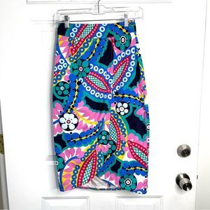 J Crew Tulip Tie Back Ratti Kaleidoscope Pencil Floral Skirt Size 0